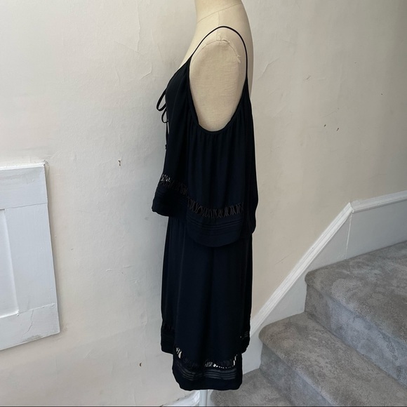 Parker Black Silk Cold Shoulder Flutter Sleeve Dress EUC Size Small - Picture 2 of 9